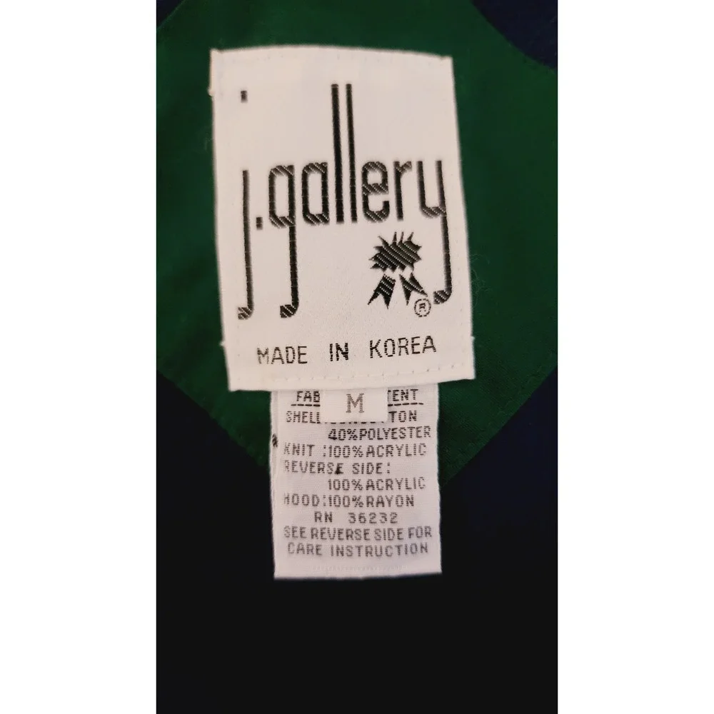 J Gallery Women's Cape Poncho Coat Medium Zip Fleece Lined Purple Rose Green VTG